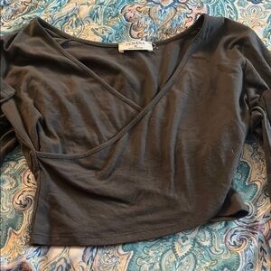 Women's Black Wrap Top